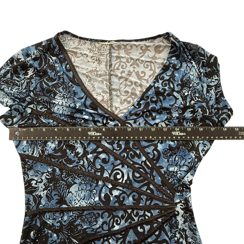 dressbarn Blue and Black Patterned Midi Dress - Picture 3 of 7